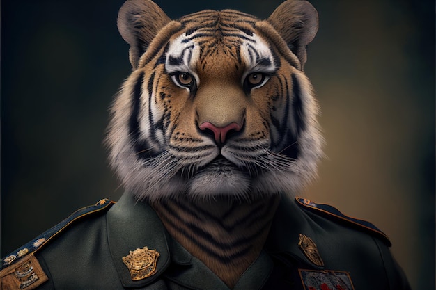 Un tigre en uniforme militaire