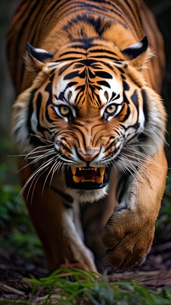 un tigre avec un visage de tigre qui a la bouche ouverte