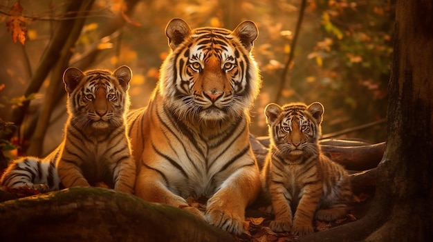 Photo les tigres d'indochine dans leur habitat naturel