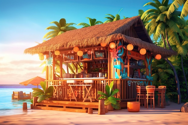 Tiki bar Ai art Fond tropical