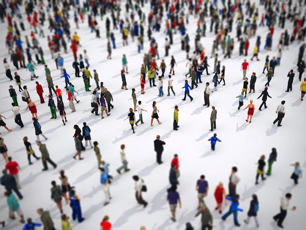 Tilt shift focus sur un grand groupe de personnes d rendu