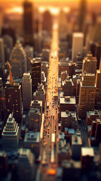 Tiltshift vue aérienne du paysage de New York