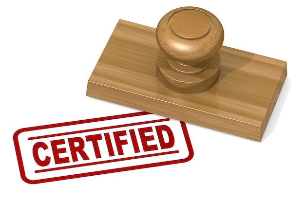 Photo timbre en bois avec mot certifié