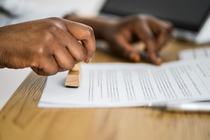Photo timbre de contrat de notaire afro-américain