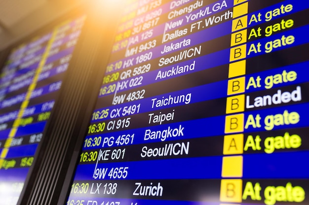 Timeboard dans l'aéroport moderne