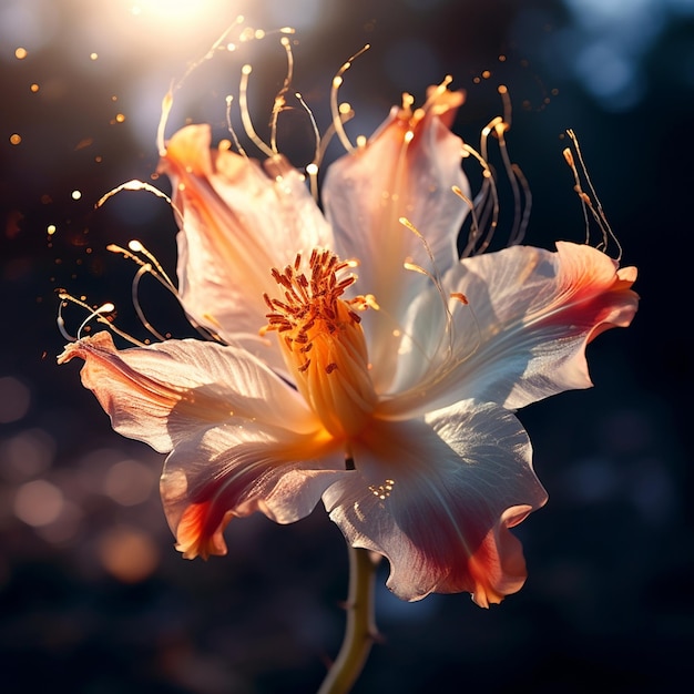 Un timelapse d'une fleur qui fleurit et dont les pétales se déploient à la lumière du soleil