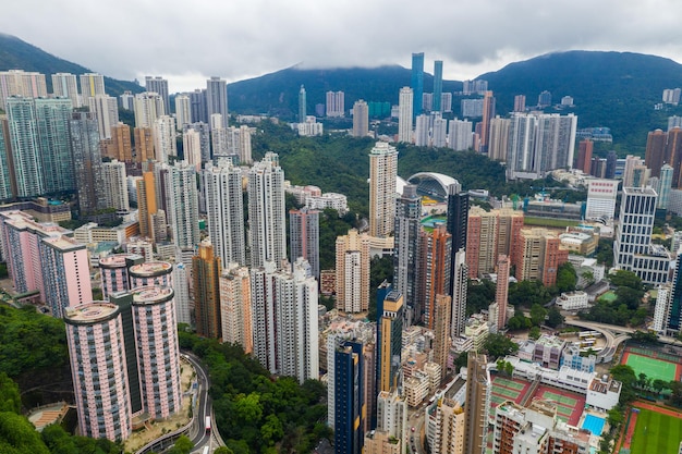 Tin Hau, Hong Kong 01 juin 2019 : Vue de dessus du centre-ville de Hong Kong