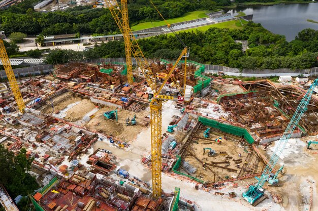 Tin Shui Wai, Hong Kong, 02 septembre 2018 :- Vue de dessus du chantier de construction