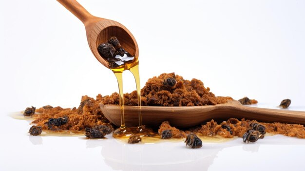 Photo tincture de propolis avec granulés de propolis dans le blanc ai génératif