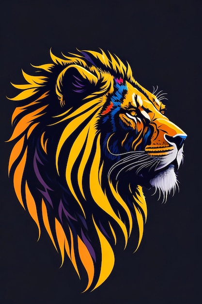 Étiquette au lion coloré pour le design du t-shirt