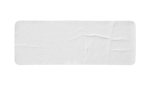 Étiquette d'autocollant en papier blanc blanche isolée sur fond blanc