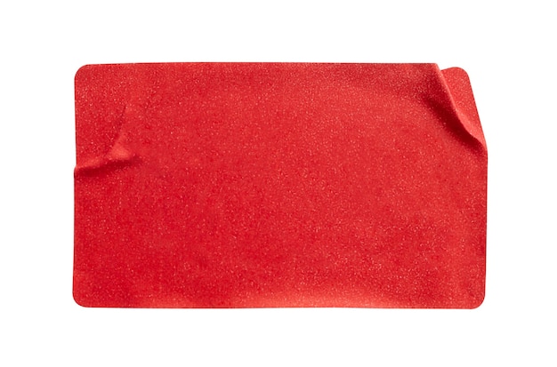 Étiquette autocollante en papier rouge isolé sur fond blanc