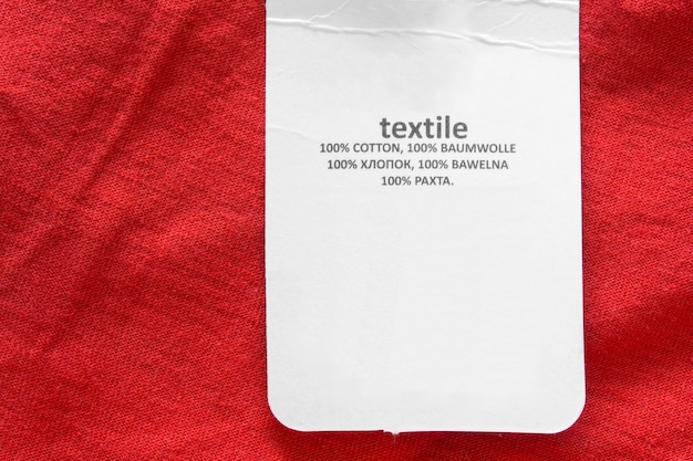 Étiquette de composition du tissu