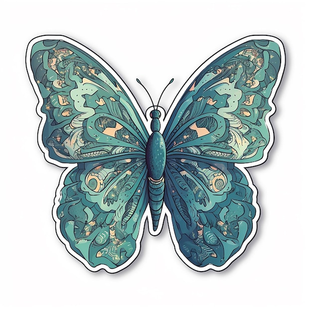 Étiquette découpée de papillon coloré