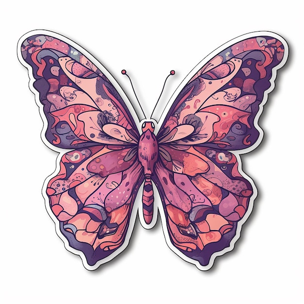 Étiquette découpée de papillon coloré