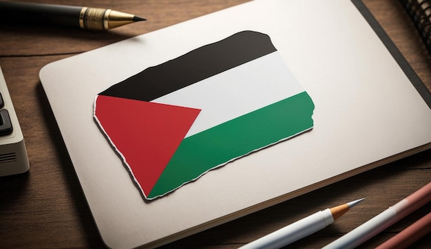 Étiquette du drapeau de la Palestine sur un ordinateur portable