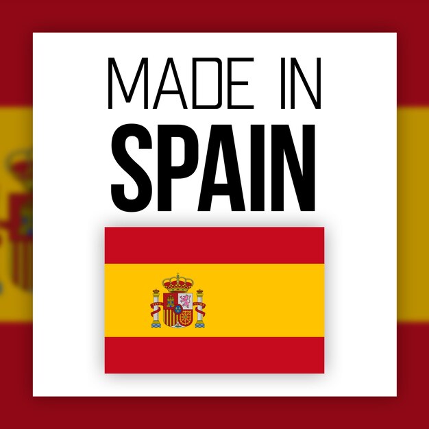 Étiquette fabriquée en Espagne, illustration avec drapeau national