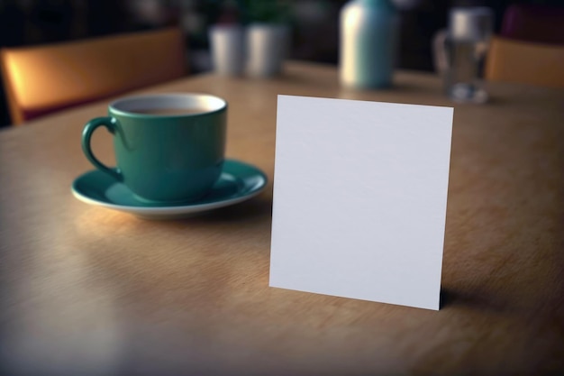 Étiquette vierge sur la table AI générative