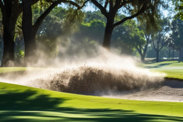 Photo un tir au bunker sur un terrain de golf