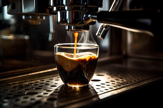 Tir concentré d'espresso sur un fond de café AI générative