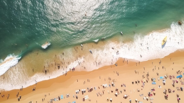 Tir de drone aérien d'eau de mer turquoise sur la plage ai générative