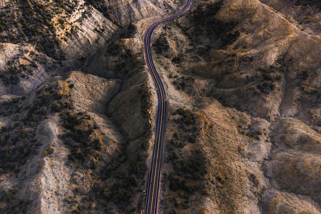 Tir de drone d'une route panoramique