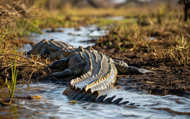 tir d'une queue de crocodile créant une traînée de perturbation alors qu'il manœuvre