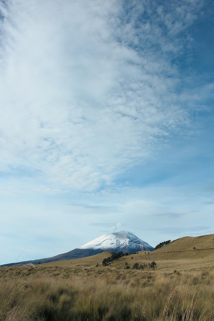 Tir vertical du volcan Popocatepetl au Mexique