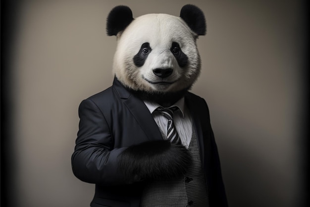 Tir vertical de panda en costume esprit animal
