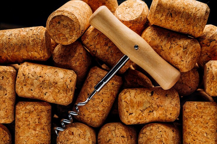 Photo tire-bouchon dans les bouchons de vin en arrière-plan photographie de haute qualité
