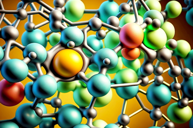 Tissages chimiques complexes dans la structure présentée par gros plan de la molécule