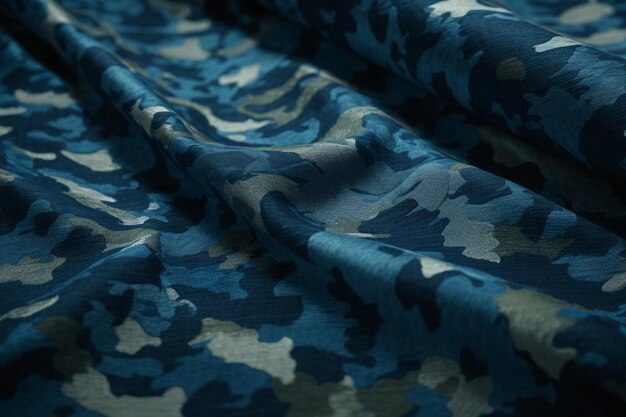 Tissu camouflage bleu avec fond bleu foncé arc c