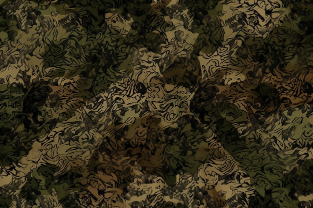 Un tissu camouflage vert et marron avec le mot tigre dessus.