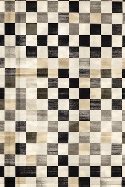 Un tissu à carreaux noir et blanc avec un motif à carreaux noir et feu.