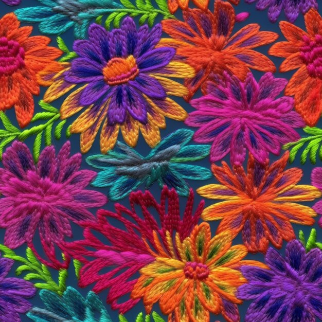 Photo un tissu coloré avec un motif de fleurs dessus