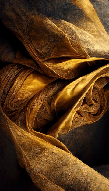 Photo tissu doré de luxe avec de beaux plis, image décorative ou baroque élégante pour les arrière-plans de conception créative, plis de tissu