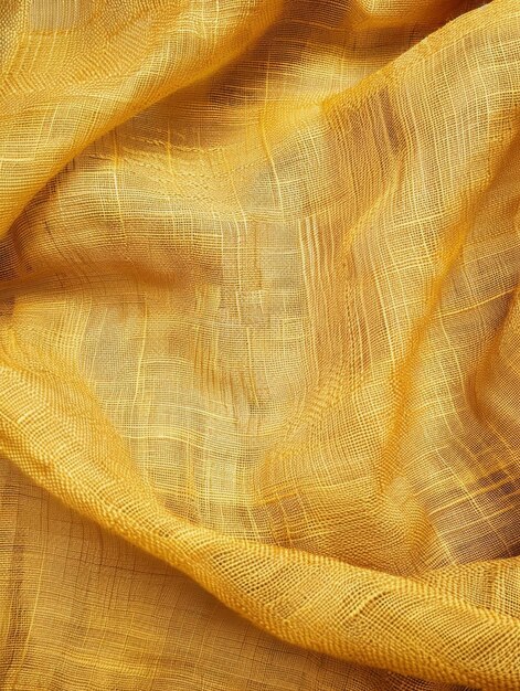 Un tissu doré avec une texture détaillée le jeu de la lumière et de l'ombre améliore la profondeur visuelle du matériau arrière-plan de la texture du tissu Burlap