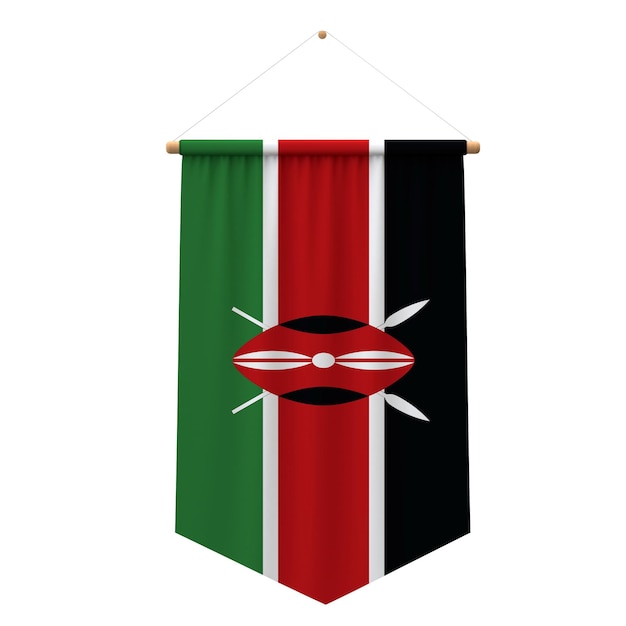 Tissu drapeau kenyan bannière suspendue rendu 3D