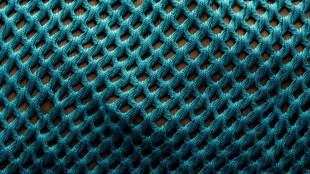 Un tissu de filet de teal luxueux avec des figures intricées entrelacées