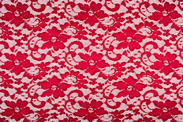 tissu guipure rouge avec des fleurs