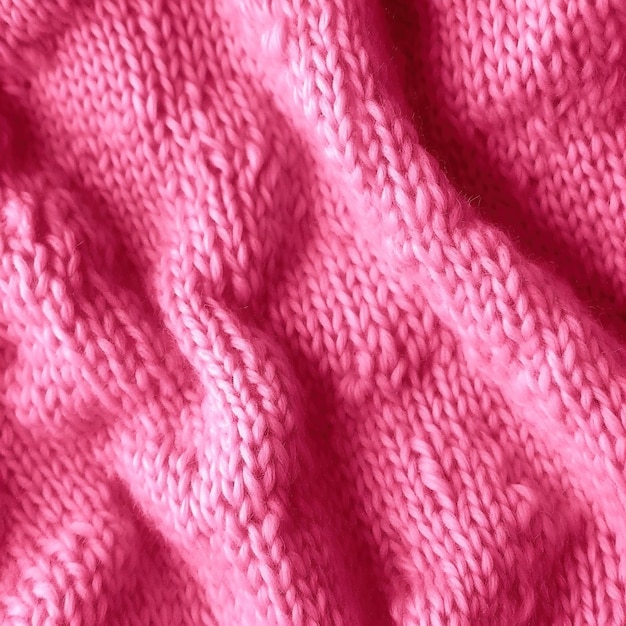 Tissu en laine rose Gros plan sur un fond texturé tricoté rose