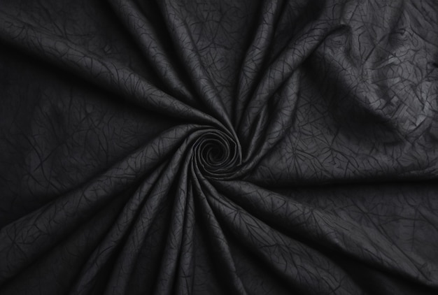 Un tissu noir avec un motif en spirale dessus