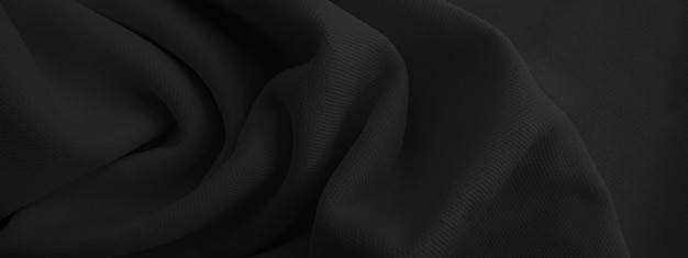 tissu ondulé noir abstrait fond de tissu foncé