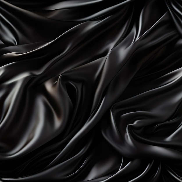Tissu Satin Noir Brillant