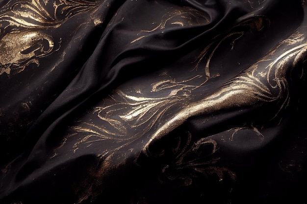 Tissu de soie noir et doré brun foncé Texture de luxe pour papier peint