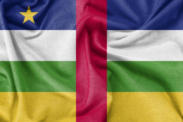 Photo tissu de soie réaliste de fond de drapeau de pays de la république centrafricaine