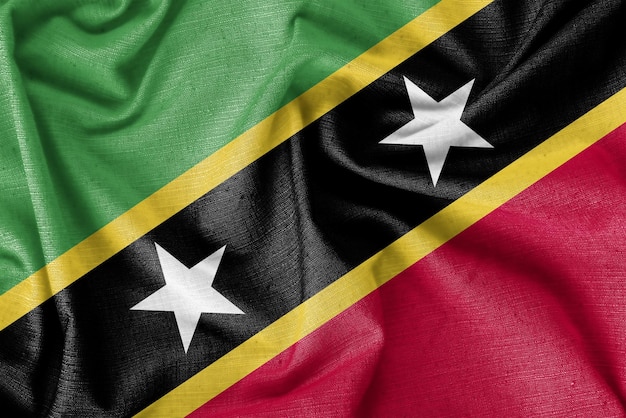 Tissu de soie réaliste de fond de drapeau de pays de Saint-Kitts-et-Nevis