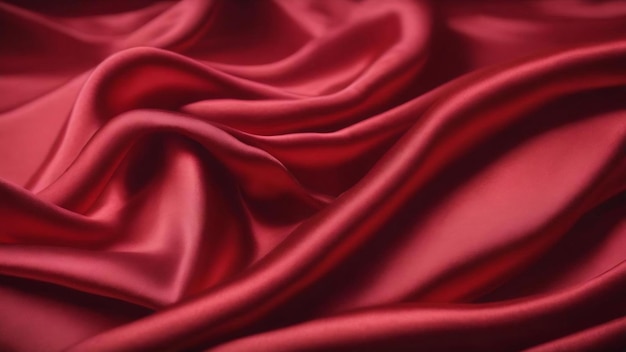 Un tissu de soie rouge avec un bord incurvé