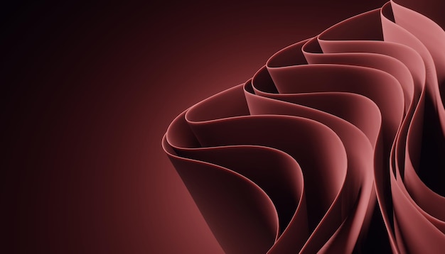 Tissu en spirale rouge sous forme de pétales de fleurs Arrière-plan pour une présentation d'affaires il y a de l'espace libre pour le rendu 3D du texte