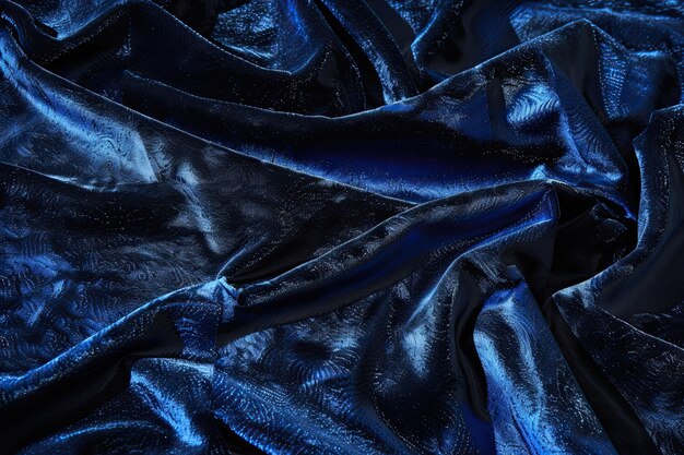 tissu de velours opale bleue dans le style de bleu foncé et noir brillant brillant renaissance